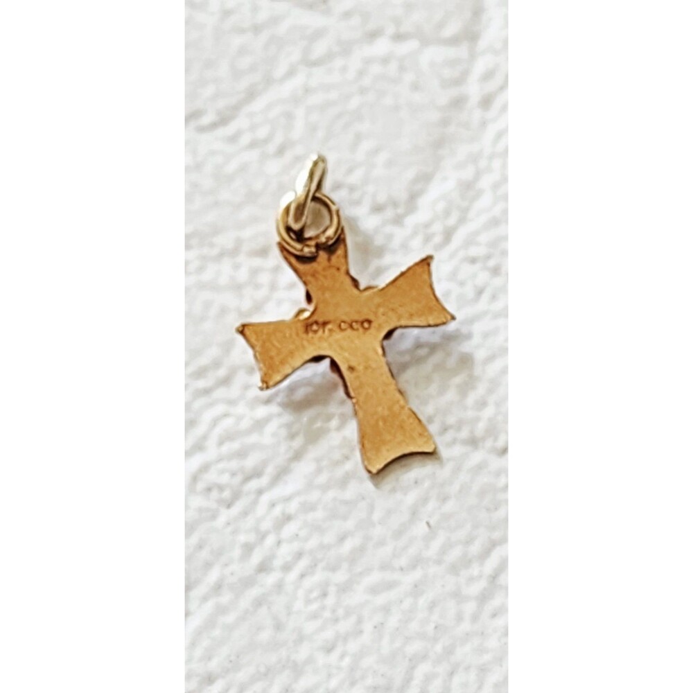 10k Black Hills Gold Cross Flower Design Pendant Charm - Picture 3 of 6